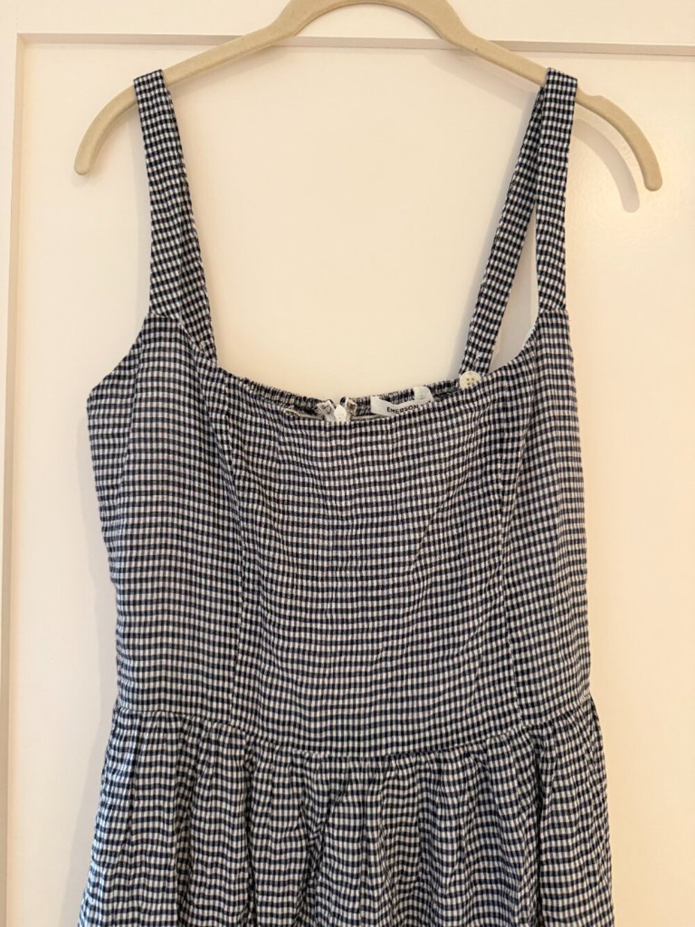 Emerson Fry Jour Maxi Dress, Navy Gingham, sz S. Great condition - Picture 6 of 6